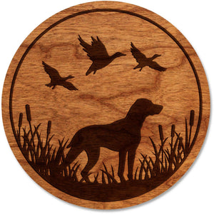 Duck Hunting Coaster - Hunting Dog with Ducks Coaster Shop LazerEdge Cherry 