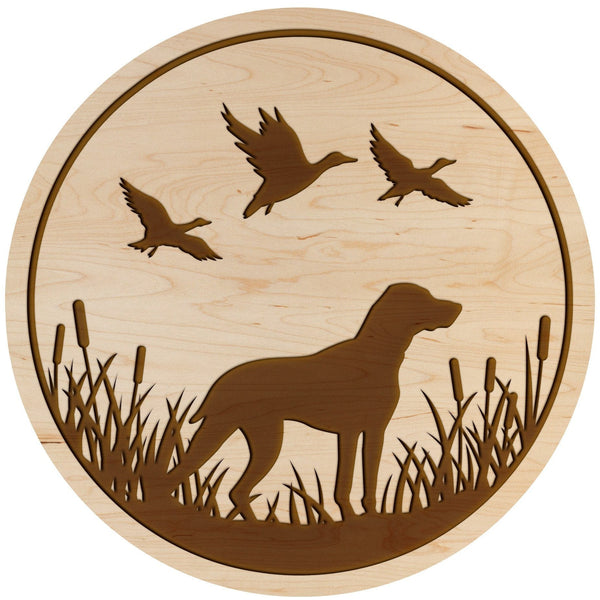 Duck Hunting Coaster - Hunting Dog with Ducks Coaster Shop LazerEdge Maple 