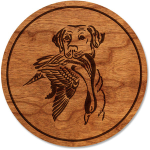 Duck Hunting Coaster - Retriever with Duck Coaster Shop LazerEdge Cherry 