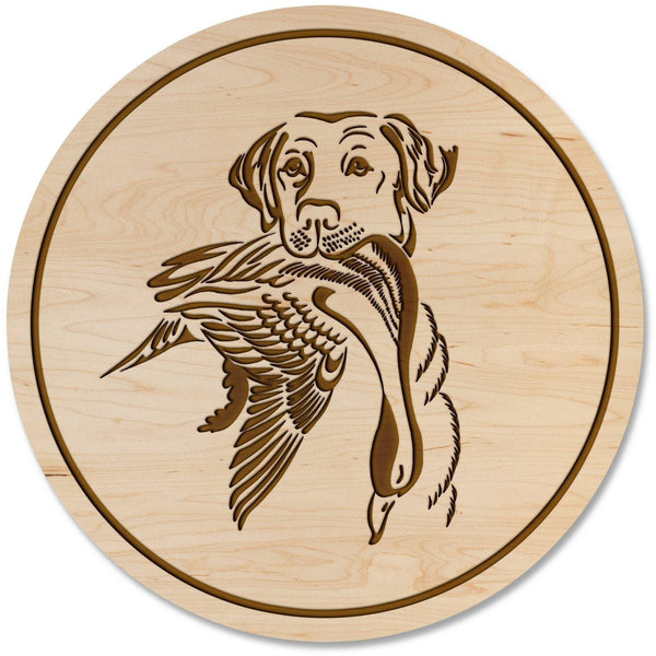 Duck Hunting Coaster - Retriever with Duck Coaster Shop LazerEdge Maple 