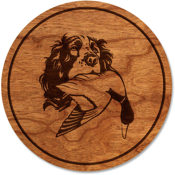 Duck Hunting Coaster - Spaniel with Duck Coaster Shop LazerEdge Cherry 