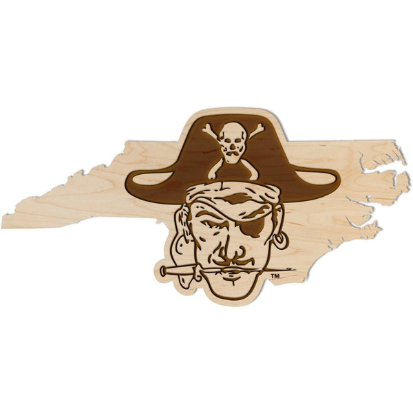 East Carolina University - Wall Hanging - Crafted from Cherry or Maple Wood Wall Hanging Shop LazerEdge Standard Maple Pirate on State