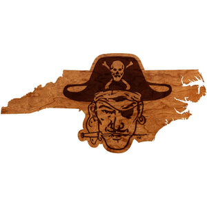 East Carolina University - Wall Hanging - State Map - Vault Pirate Head with Knife Wall Hanging Shop LazerEdge 