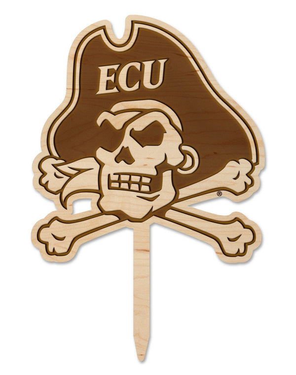 ECU Cake Toppers - Crafted from Cherry or Maple Wood Cake Topper Shop LazerEdge Maple ECU Crossbones 