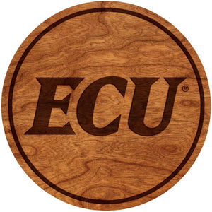 ECU Pirates Coaster "ECU" Text Only Coaster LazerEdge Cherry 