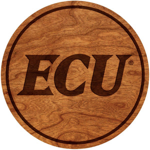 ECU Pirates Coaster "ECU" Text Only Coaster LazerEdge Cherry 