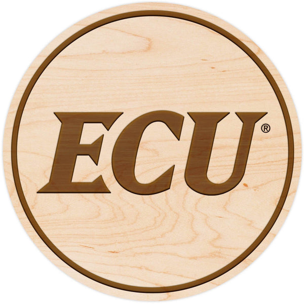 ECU Pirates Coaster "ECU" Text Only Coaster LazerEdge Maple 