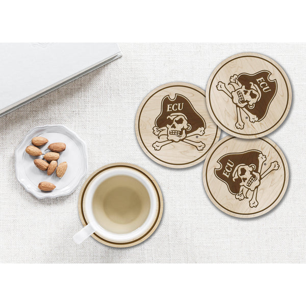 ECU Pirates Coaster Skull and Crossbones Coaster LazerEdge 