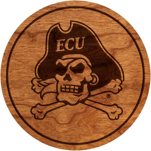 ECU Pirates Coaster Skull and Crossbones Coaster LazerEdge Cherry 