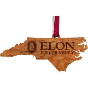 Elon University - Ornament - State Map with School Name Ornament LazerEdge 