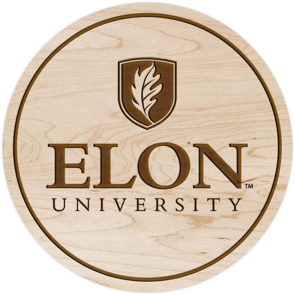 Elon University Phoenix Coaster Elon University Coaster LazerEdge Maple 