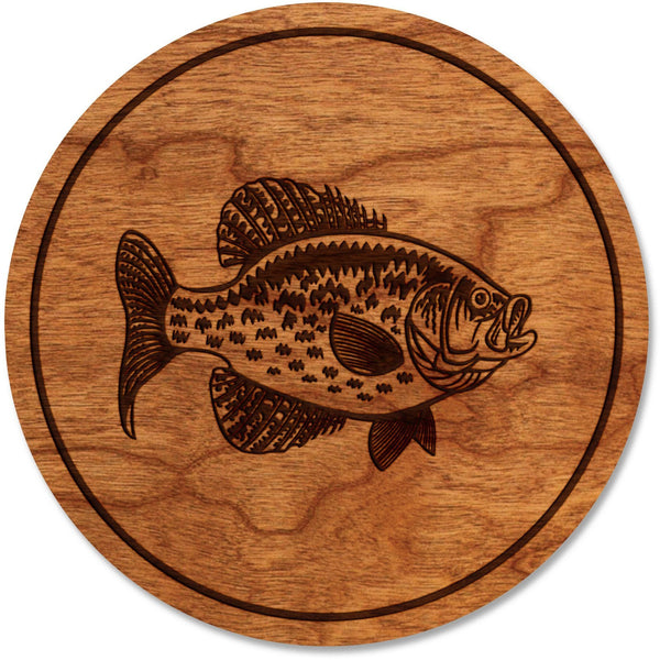 Fresh Water Fish Coaster - Crafted from Cherry or Maple Wood Coaster LazerEdge Cherry Crappie 