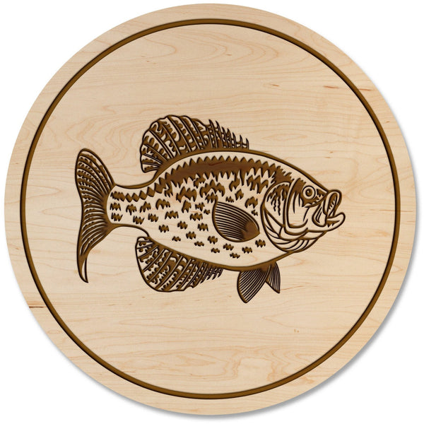 Fresh Water Fish Coaster - Crafted from Cherry or Maple Wood Coaster LazerEdge Maple Crappie 
