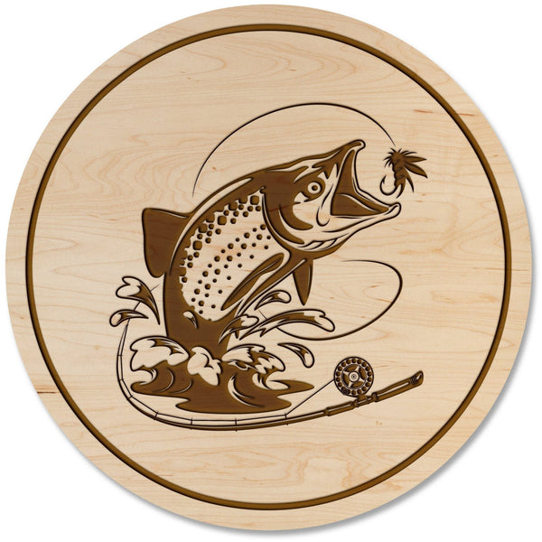 Fresh Water Fish Coaster - Crafted from Cherry or Maple Wood Coaster LazerEdge Maple Salmon 