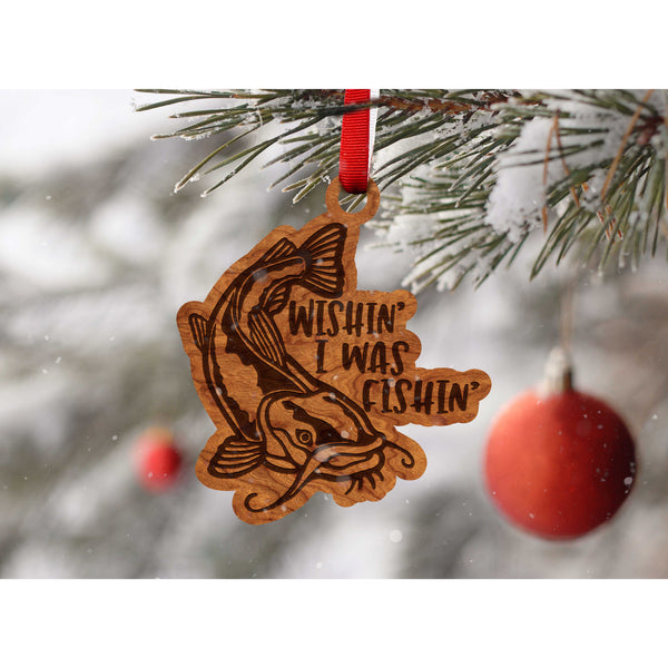 Fresh Water Fishing Ornament - Catfish Wishin' I was Fishin' Ornament LazerEdge 