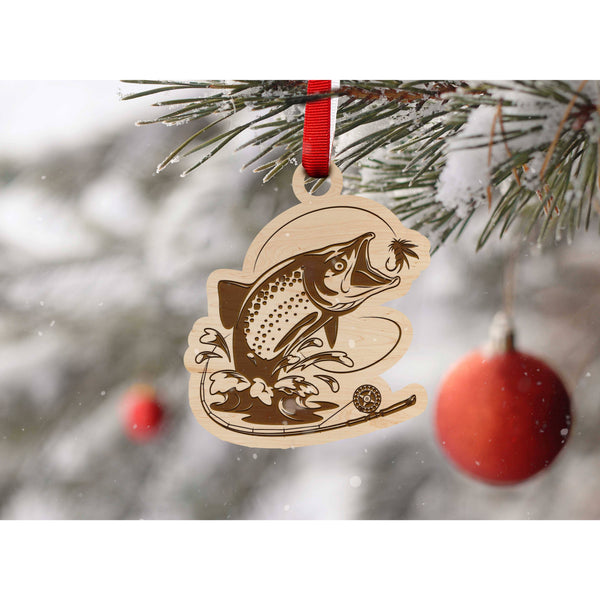 Fresh Water Fishing Ornament - Jumping Salmon Ornament LazerEdge 