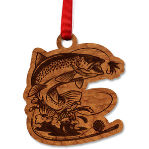 Fresh Water Fishing Ornament - Jumping Trout Ornament LazerEdge Cherry 