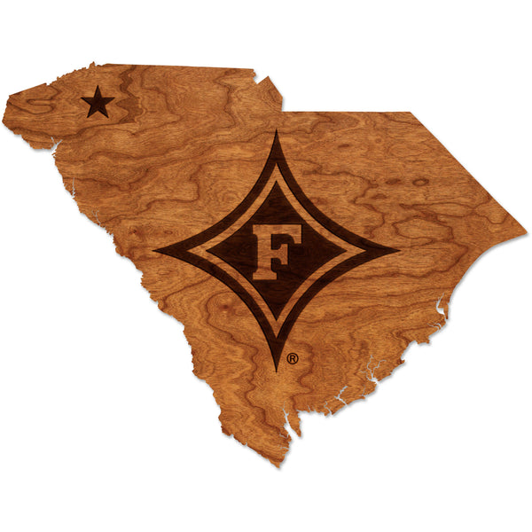 Furman University Wall Hanging - Crafted from Cherry or Maple Wood Wall Hanging LazerEdge Cherry Standard Diamond Logo
