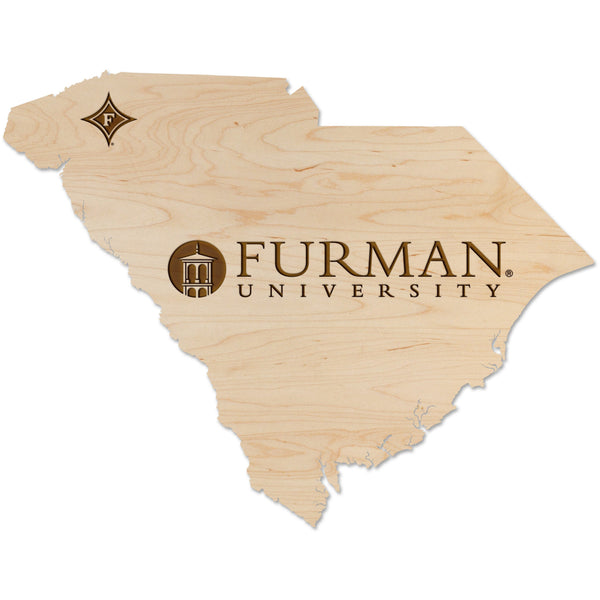Furman University Wall Hanging - Crafted from Cherry or Maple Wood Wall Hanging LazerEdge Maple Standard Academic Logo