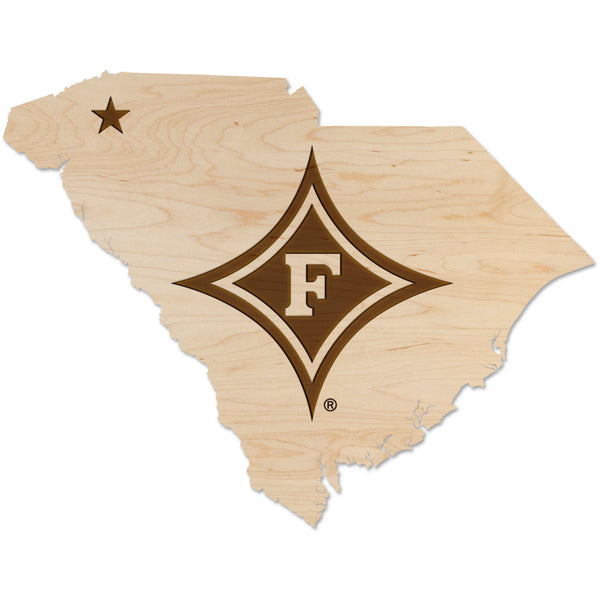 Furman University Wall Hanging - Crafted from Cherry or Maple Wood Wall Hanging LazerEdge Maple Standard Diamond Logo