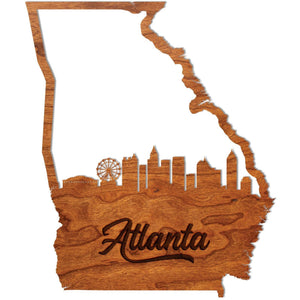 Georgia Skyline Wall Hanging (Various Cities Available) Wall Hanging LazerEdge Cherry Atlanta Large