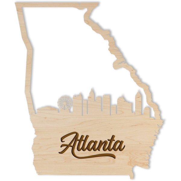 Georgia Skyline Wall Hanging (Various Cities Available) Wall Hanging LazerEdge Maple Atlanta Large