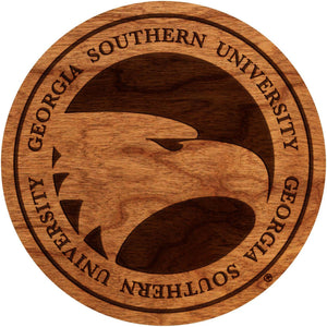 Georgia Southern Eagles Coaster Bird Logo w/Georgia Southern University Coaster LazerEdge Cherry 