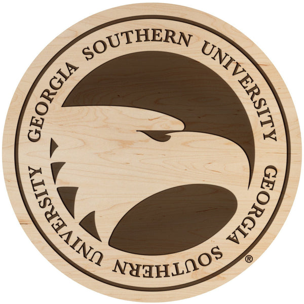 Georgia Southern Eagles Coaster Bird Logo w/Georgia Southern University Coaster LazerEdge Maple 