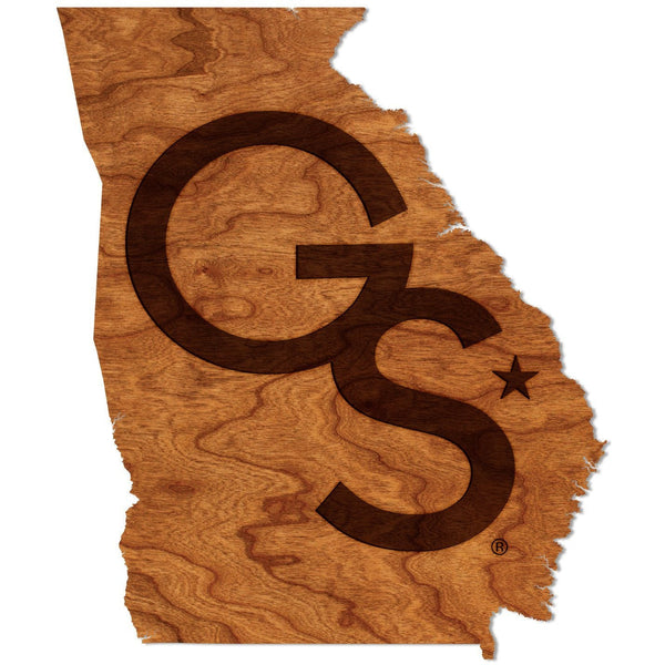 Georgia Southern University - Wall Hanging - Crafted from Cherry or Maple Wood Wall Hanging Shop LazerEdge Standard Cherry GS Logo on State