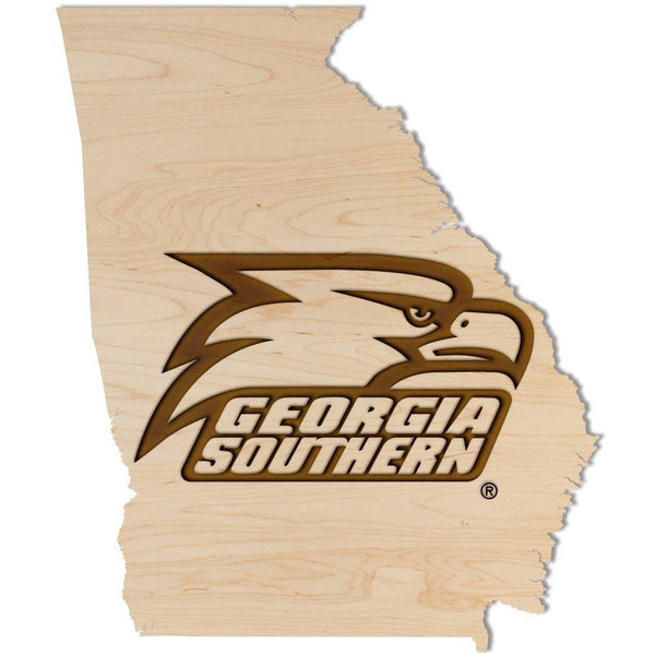 Georgia Southern University - Wall Hanging - Crafted from Cherry or Maple Wood Wall Hanging Shop LazerEdge Standard Maple Eagle Logo on State