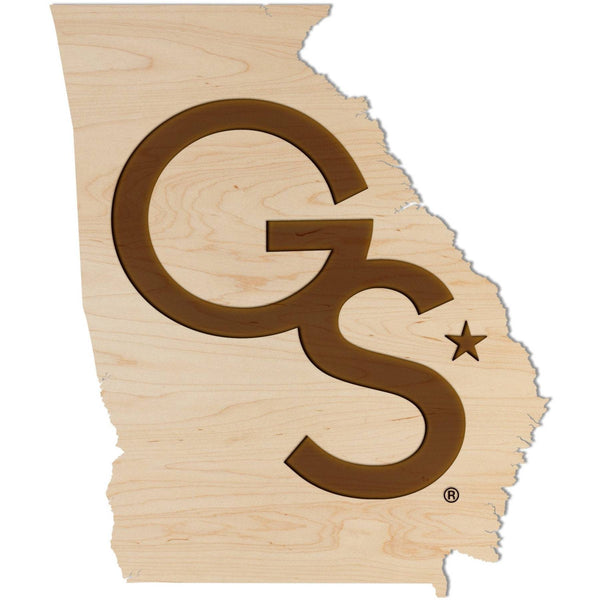 Georgia Southern University - Wall Hanging - Crafted from Cherry or Maple Wood Wall Hanging Shop LazerEdge Standard Maple GS Logo on State