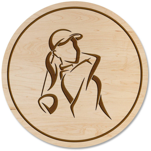 Golf Coaster - Female Golfer Coaster Shop LazerEdge Maple 