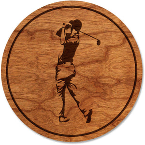 Golf Coaster - Male Golfer Coaster Shop LazerEdge Cherry 
