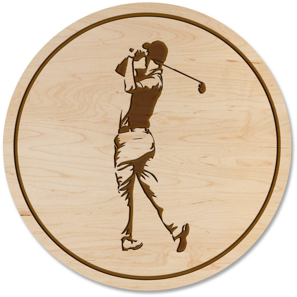 Golf Coaster - Male Golfer Coaster Shop LazerEdge Maple 