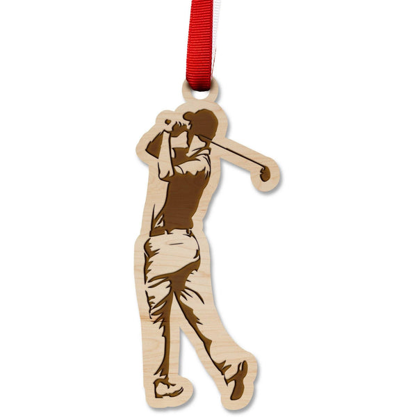 Golf Ornament - Golfer Ornament LazerEdge Maple 