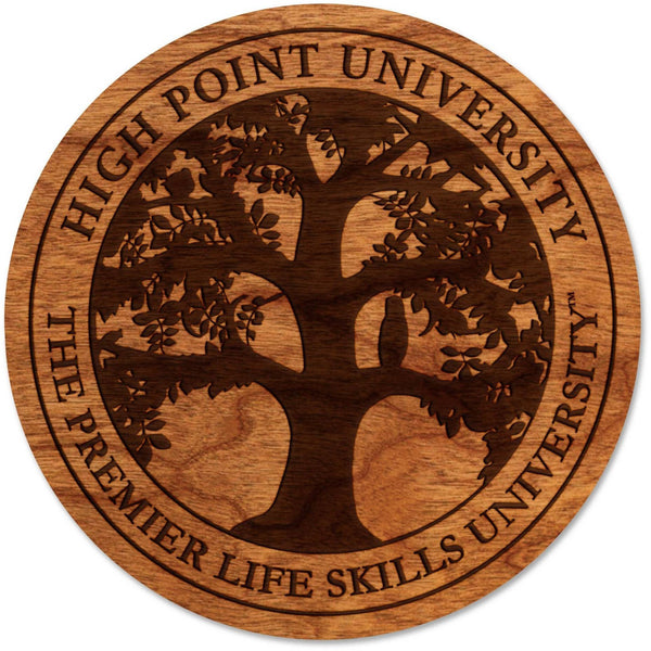High Point University Coaster - Crafted from Cherry or Maple Wood Coaster LazerEdge Cherry HPU Seal 