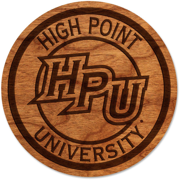 High Point University Coaster - Crafted from Cherry or Maple Wood Coaster LazerEdge Cherry HPU Wordmark 