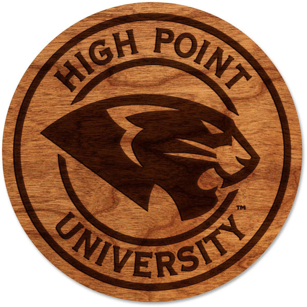 High Point University Coaster - Crafted from Cherry or Maple Wood Coaster LazerEdge Cherry Panther Logo 