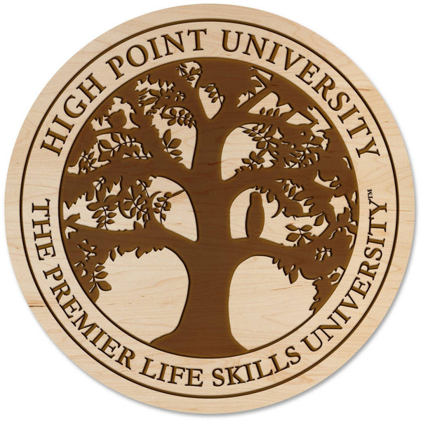 High Point University Coaster - Crafted from Cherry or Maple Wood Coaster LazerEdge Maple HPU Seal 