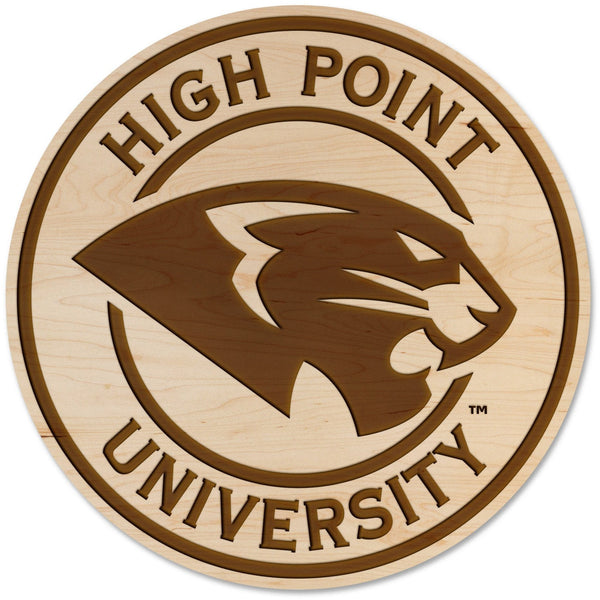 High Point University - Wall Hanging - Logo - Circular Athletic Logo Wall Hanging LazerEdge Standard Maple HPU Panther