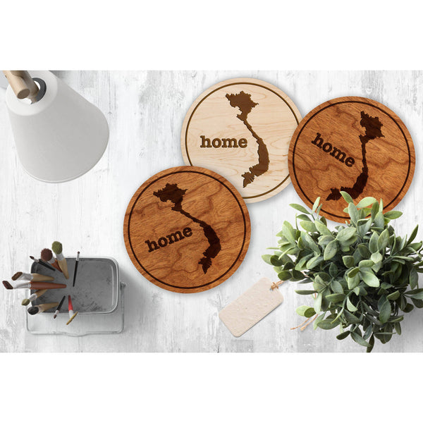 "Home" State Outline Cherry Coaster (Available In All 50 States) Coaster Shop LazerEdge 
