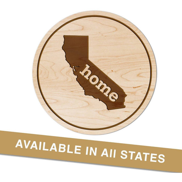 "Home" State Outline Maple Coaster (Available In All 50 States) Coaster Shop LazerEdge 