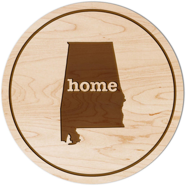 "Home" State Outline Maple Coaster (Available In All 50 States) Coaster Shop LazerEdge 