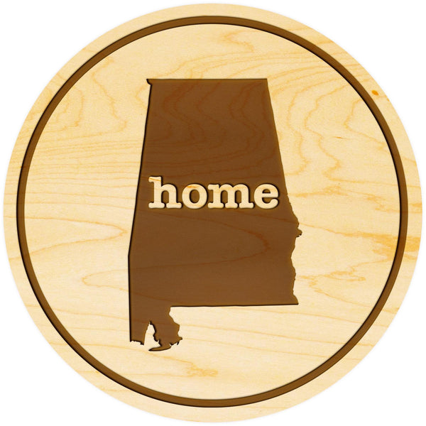 "Home" State Outline Maple Coaster (Available In All 50 States) Coaster Shop LazerEdge AK - Alaska Maple 