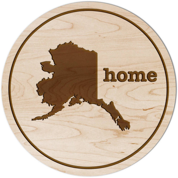 "Home" State Outline Maple Coaster (Available In All 50 States) Coaster Shop LazerEdge AL - Alabama Maple 