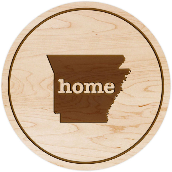 "Home" State Outline Maple Coaster (Available In All 50 States) Coaster Shop LazerEdge AR - Arkansas Maple 