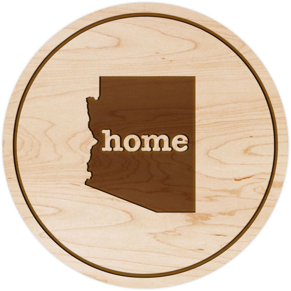 "Home" State Outline Maple Coaster (Available In All 50 States) Coaster Shop LazerEdge AZ - Arizona Maple 