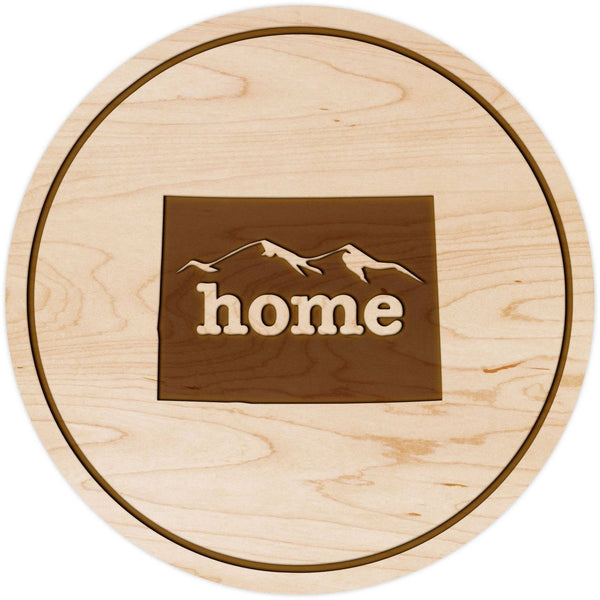 "Home" State Outline Maple Coaster (Available In All 50 States) Coaster Shop LazerEdge CO - Colorado Maple 