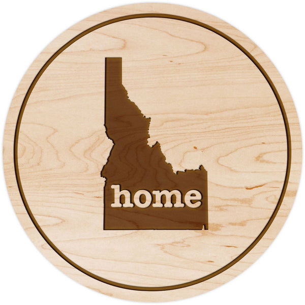"Home" State Outline Maple Coaster (Available In All 50 States) Coaster Shop LazerEdge ID - Idaho Maple 