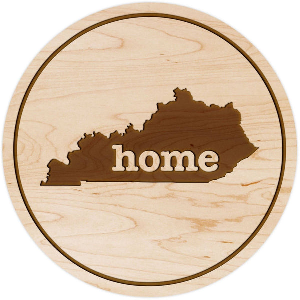 "Home" State Outline Maple Coaster (Available In All 50 States) Coaster Shop LazerEdge KY - Kentucky Maple 